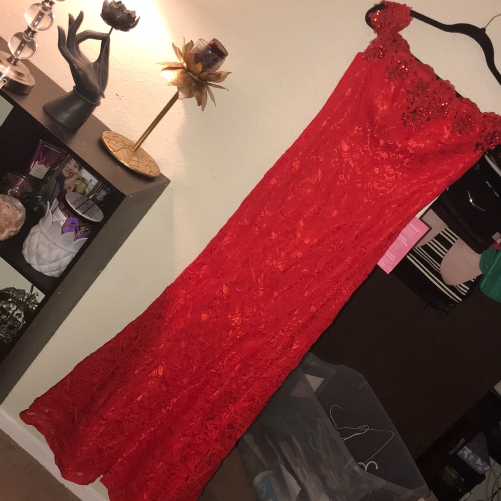 Gorgeous embellished red prom dress